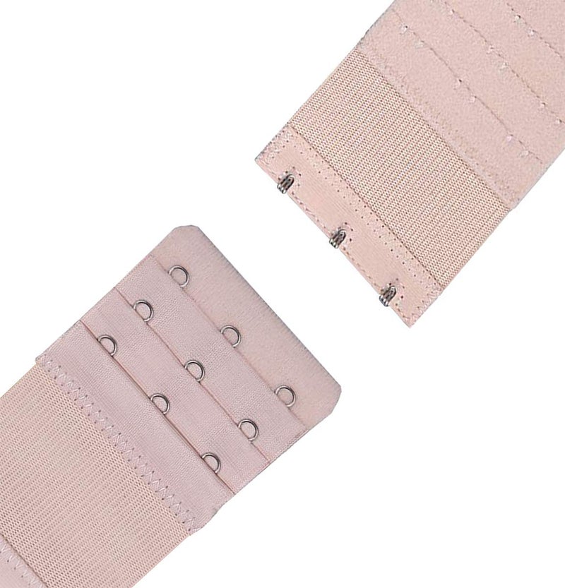 KTOBTEL Bra Extender 3 Hooks 3 Rows Elastic Bra Band Hook Strap Extensions for Women, Pack of 4 (Beige) - Image 2